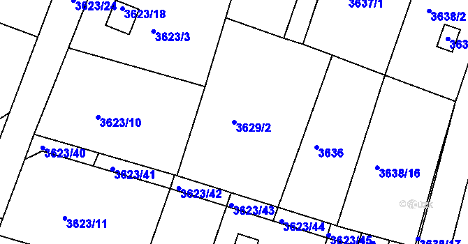 Parcela st. 3629/2 v KÚ Slavkov u Brna, Katastrální mapa