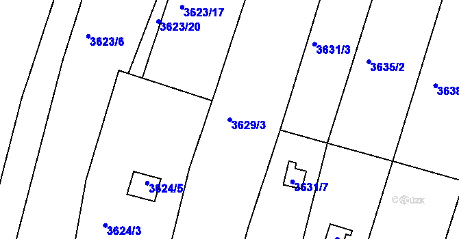 Parcela st. 3629/3 v KÚ Slavkov u Brna, Katastrální mapa