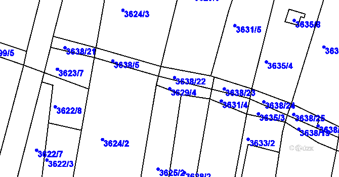 Parcela st. 3629/4 v KÚ Slavkov u Brna, Katastrální mapa