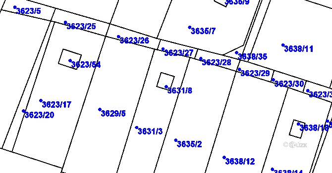 Parcela st. 3631/8 v KÚ Slavkov u Brna, Katastrální mapa