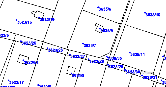 Parcela st. 3635/7 v KÚ Slavkov u Brna, Katastrální mapa