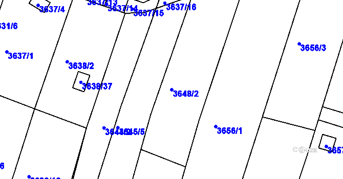 Parcela st. 3648/2 v KÚ Slavkov u Brna, Katastrální mapa