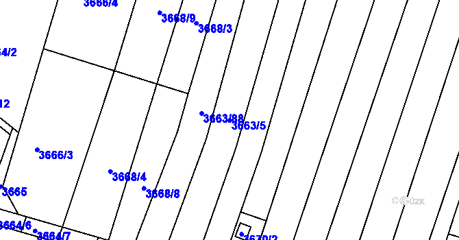 Parcela st. 3663/5 v KÚ Slavkov u Brna, Katastrální mapa