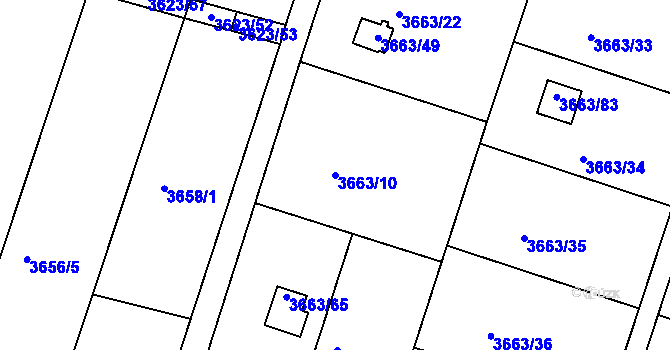 Parcela st. 3663/10 v KÚ Slavkov u Brna, Katastrální mapa