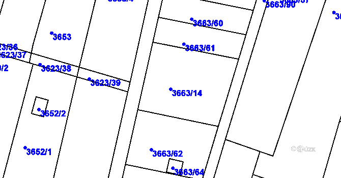 Parcela st. 3663/14 v KÚ Slavkov u Brna, Katastrální mapa