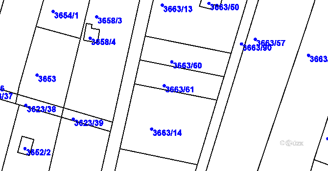 Parcela st. 3663/61 v KÚ Slavkov u Brna, Katastrální mapa