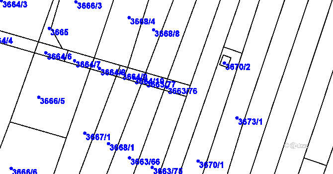 Parcela st. 3663/76 v KÚ Slavkov u Brna, Katastrální mapa