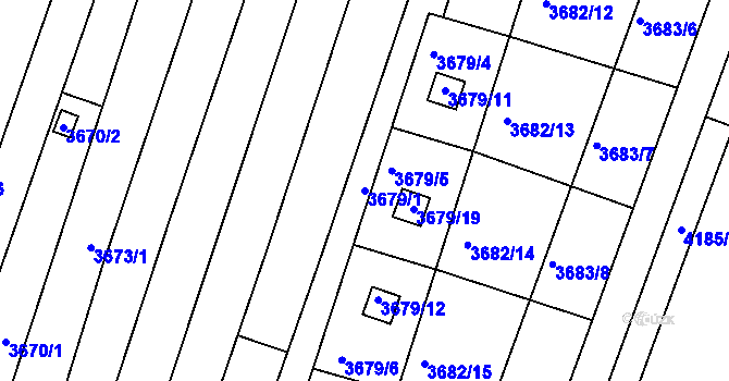 Parcela st. 3679/1 v KÚ Slavkov u Brna, Katastrální mapa