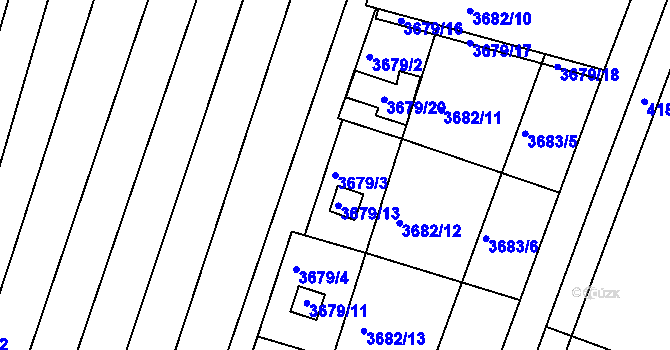 Parcela st. 3679/3 v KÚ Slavkov u Brna, Katastrální mapa