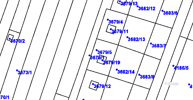 Parcela st. 3679/5 v KÚ Slavkov u Brna, Katastrální mapa