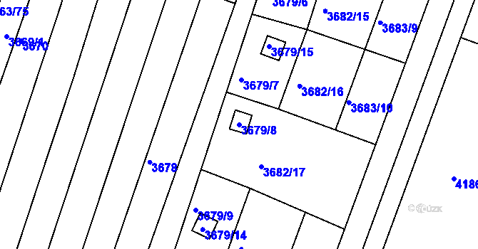 Parcela st. 3679/8 v KÚ Slavkov u Brna, Katastrální mapa