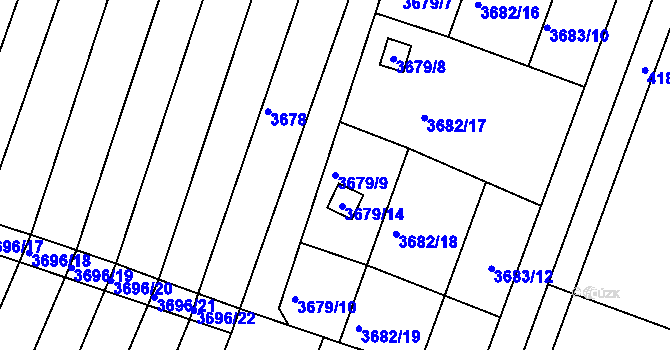 Parcela st. 3679/9 v KÚ Slavkov u Brna, Katastrální mapa