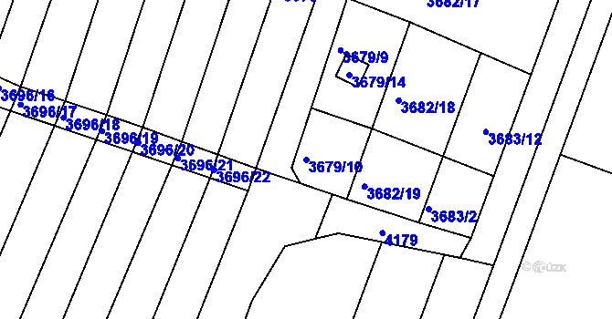 Parcela st. 3679/10 v KÚ Slavkov u Brna, Katastrální mapa