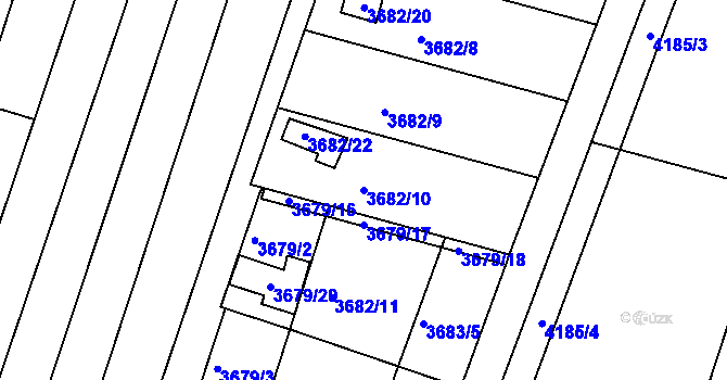 Parcela st. 3682/10 v KÚ Slavkov u Brna, Katastrální mapa