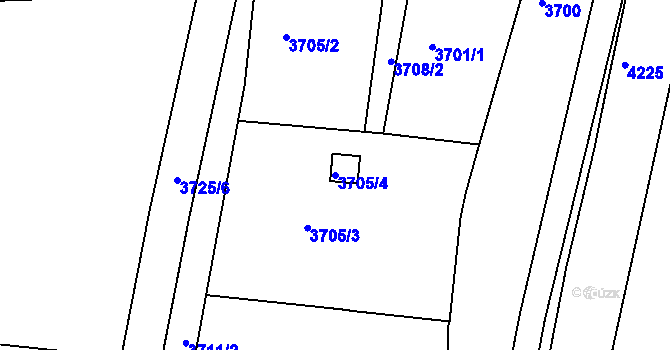 Parcela st. 3705/4 v KÚ Slavkov u Brna, Katastrální mapa