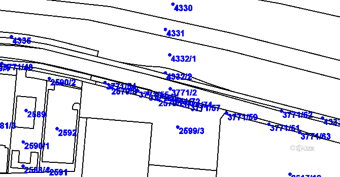 Parcela st. 3771/2 v KÚ Slavkov u Brna, Katastrální mapa