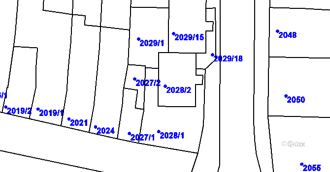 Parcela st. 2028/2 v KÚ Slavkov u Brna, Katastrální mapa