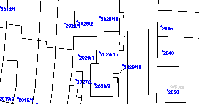 Parcela st. 2029/15 v KÚ Slavkov u Brna, Katastrální mapa