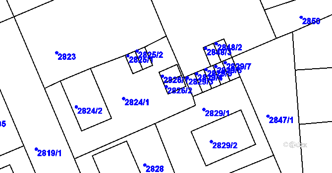 Parcela st. 2826/2 v KÚ Slavkov u Brna, Katastrální mapa