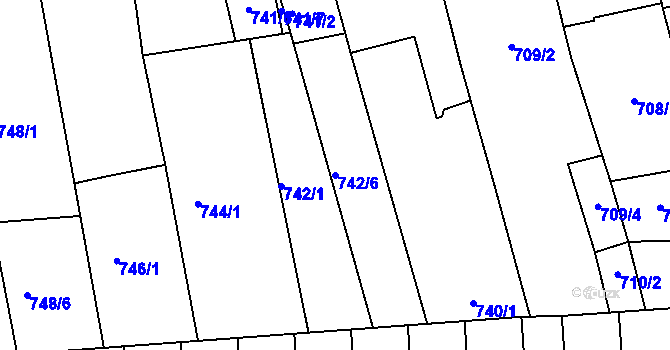 Parcela st. 742/6 v KÚ Slavkov u Brna, Katastrální mapa