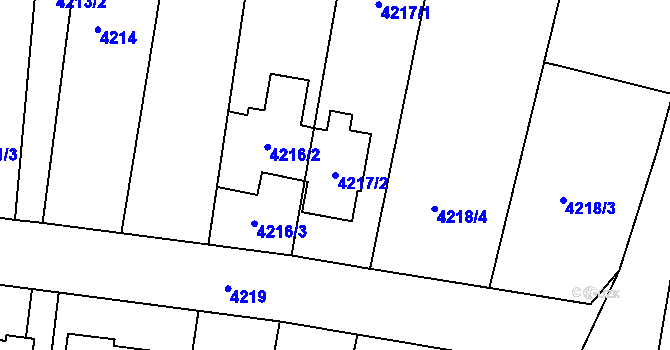 Parcela st. 4217/2 v KÚ Slavkov u Brna, Katastrální mapa