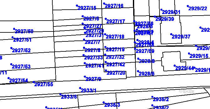 Parcela st. 2927/32 v KÚ Slavkov u Brna, Katastrální mapa