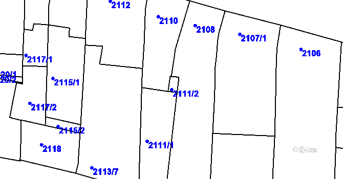 Parcela st. 2111/2 v KÚ Slavkov u Brna, Katastrální mapa