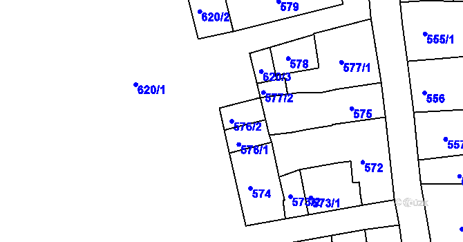 Parcela st. 576/2 v KÚ Slavkov u Brna, Katastrální mapa