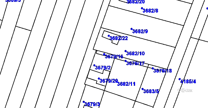 Parcela st. 3679/16 v KÚ Slavkov u Brna, Katastrální mapa
