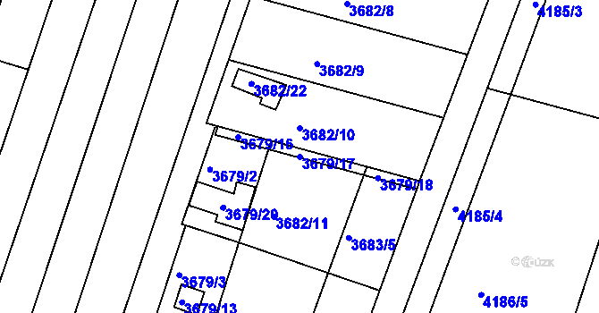 Parcela st. 3679/17 v KÚ Slavkov u Brna, Katastrální mapa