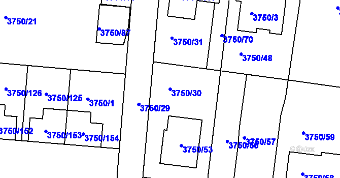 Parcela st. 3750/30 v KÚ Slavkov u Brna, Katastrální mapa