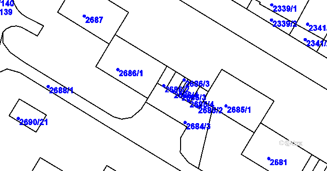 Parcela st. 2686/2 v KÚ Slavkov u Brna, Katastrální mapa