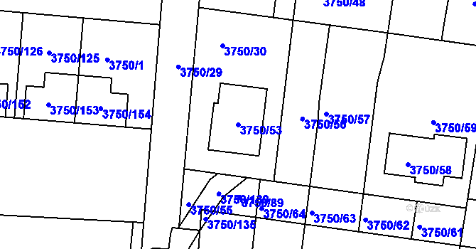 Parcela st. 3750/53 v KÚ Slavkov u Brna, Katastrální mapa