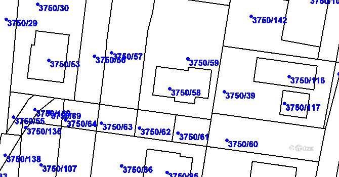 Parcela st. 3750/58 v KÚ Slavkov u Brna, Katastrální mapa
