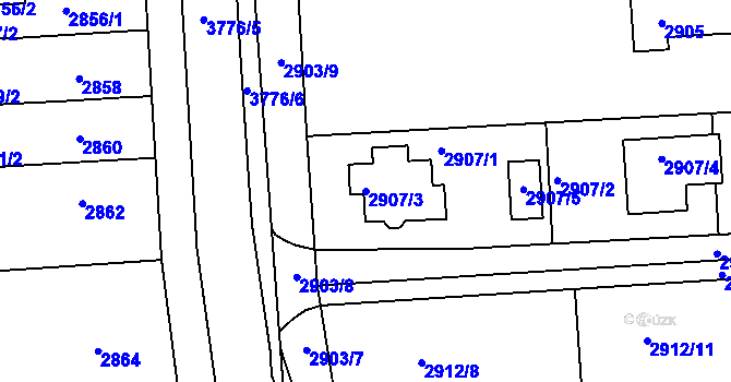Parcela st. 2907/3 v KÚ Slavkov u Brna, Katastrální mapa