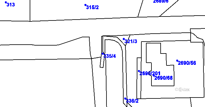Parcela st. 335/4 v KÚ Slavkov u Brna, Katastrální mapa
