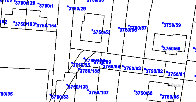Parcela st. 3750/71 v KÚ Slavkov u Brna, Katastrální mapa