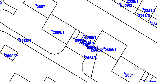 Parcela st. 2686/4 v KÚ Slavkov u Brna, Katastrální mapa