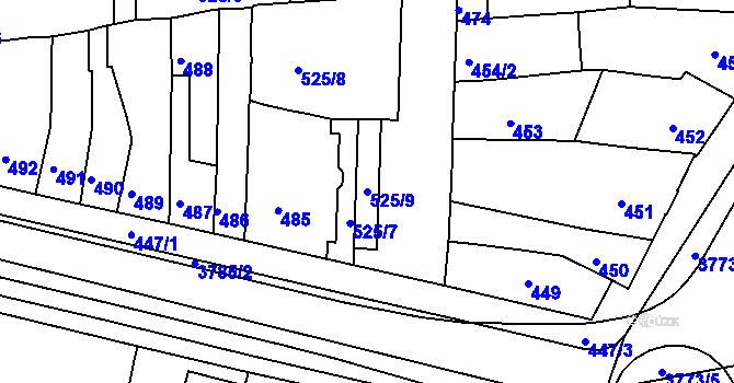 Parcela st. 525/9 v KÚ Slavkov u Brna, Katastrální mapa