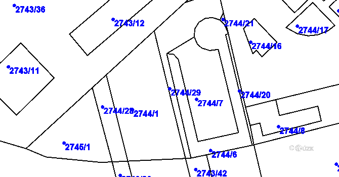 Parcela st. 2744/29 v KÚ Slavkov u Brna, Katastrální mapa