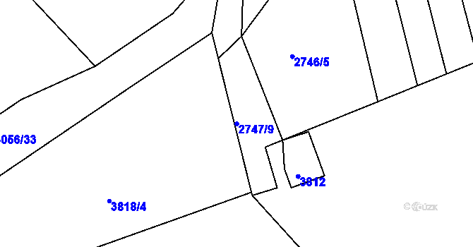 Parcela st. 2747/9 v KÚ Slavkov u Brna, Katastrální mapa