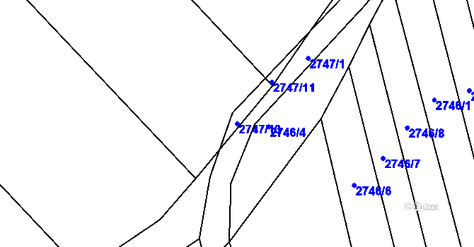 Parcela st. 2747/10 v KÚ Slavkov u Brna, Katastrální mapa