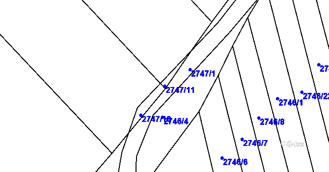 Parcela st. 2747/11 v KÚ Slavkov u Brna, Katastrální mapa