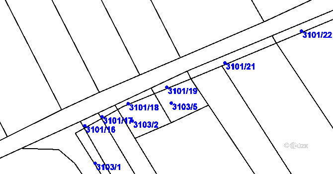Parcela st. 3101/19 v KÚ Slavkov u Brna, Katastrální mapa