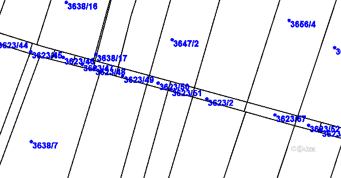 Parcela st. 3623/51 v KÚ Slavkov u Brna, Katastrální mapa