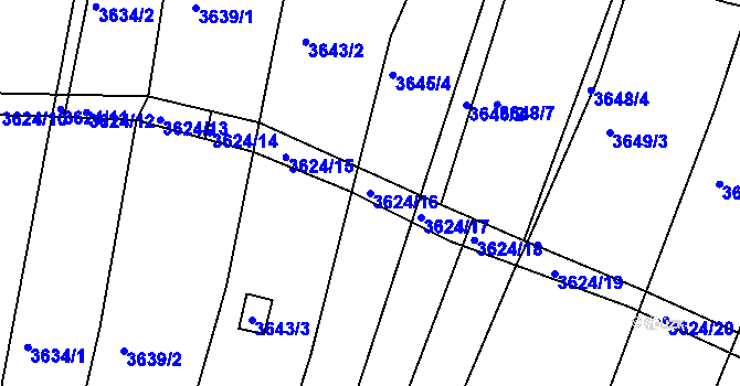 Parcela st. 3624/16 v KÚ Slavkov u Brna, Katastrální mapa