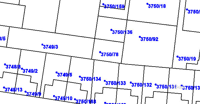 Parcela st. 3750/78 v KÚ Slavkov u Brna, Katastrální mapa