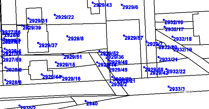Parcela st. 2929/36 v KÚ Slavkov u Brna, Katastrální mapa
