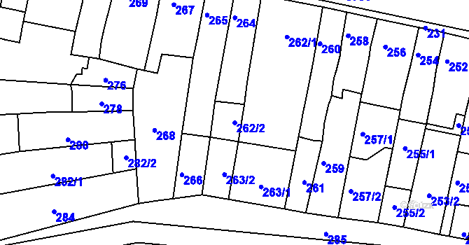 Parcela st. 262/2 v KÚ Slavkov u Brna, Katastrální mapa