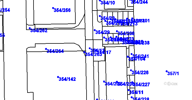 Parcela st. 354/17 v KÚ Slavkov u Brna, Katastrální mapa